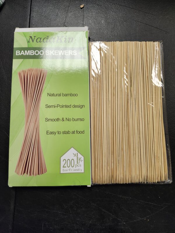 200 PCS Bamboo Skewers, 10 Inch Wooden Skewer for Appetizers, Fruit, Kebabs, Grilling Barbecue, Mini Burger, Sausage, Cocktail Picks for Drinks, Long Toothpicks, Food Sticks Natural, Kitchen Gadget | EZ Auction