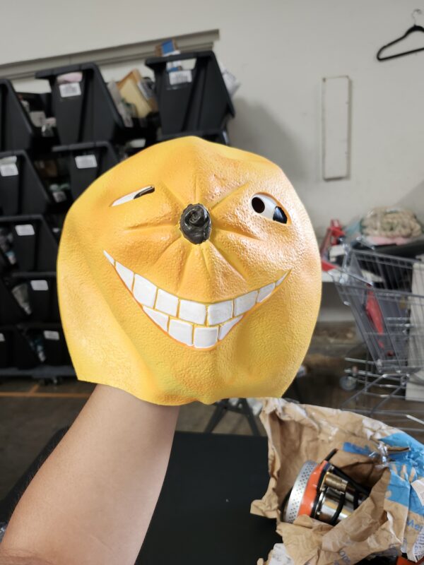 Latex Grumpy Orange Fruit Head Mask for Halloween Cosplay | EZ Auction