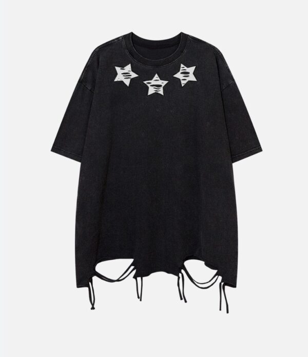 SIZE XL* Embroidery Distressed Star Washed Tee | EZ Auction