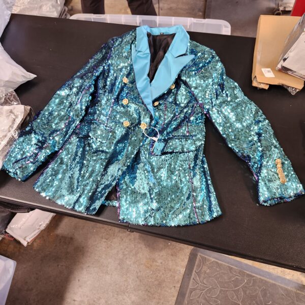 *** SIZE M *** WKDTWCOS Women's Suit Tuxedo Coat Stylish Two Color Conversion Shiny Sequins Shawl Lapel Blazer Suit Jacket for Party,Banquet | EZ Auction