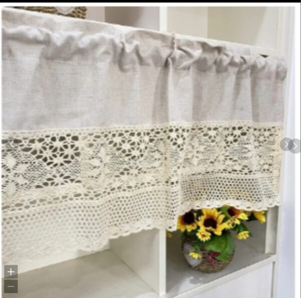 ***PHOTO FOR REFERENCE*** Curtain Valance for Kitchen Window Farmhouse Handmade Crochet Lace Splicing Cotton Fabric Curtain Tiers for Coffee Decor Rod Pocket Short Curtains for Bathroom 1 Panel W18 X L55 Inch | EZ Auction