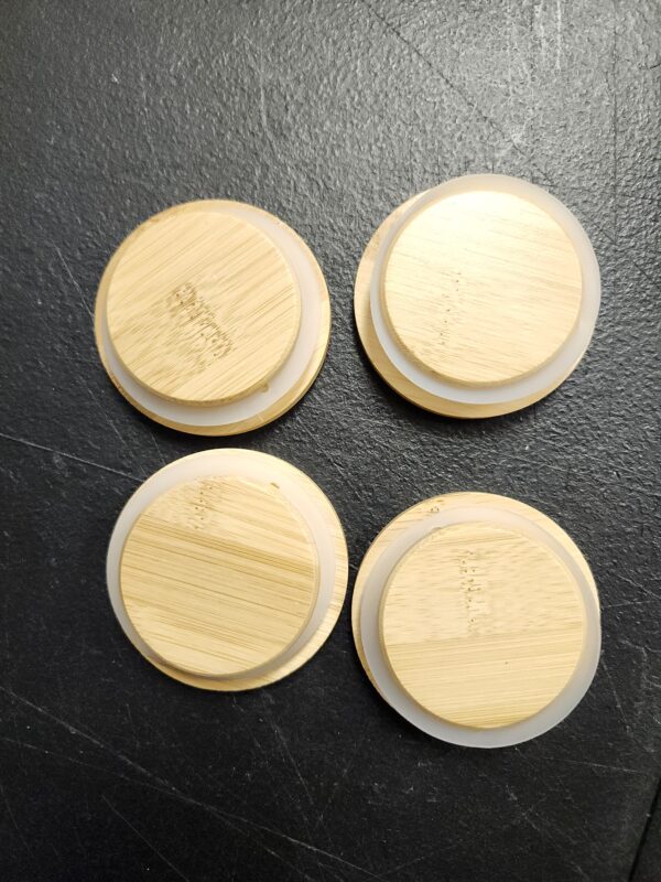 Lamnhin Oui Yogurt Jars Lids: 4 Pack of Natural Bamboo Wooden Lids with Silicone Seals and Bottle Labels for 5 Oz Oui Yogurt Jars | EZ Auction