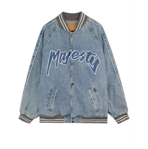 SIZE L* DanceeMangoo Baseball Jacket Women American Vintage Denim | EZ Auction