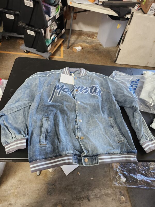 SIZE L* DanceeMangoo Baseball Jacket Women American Vintage Denim | EZ Auction