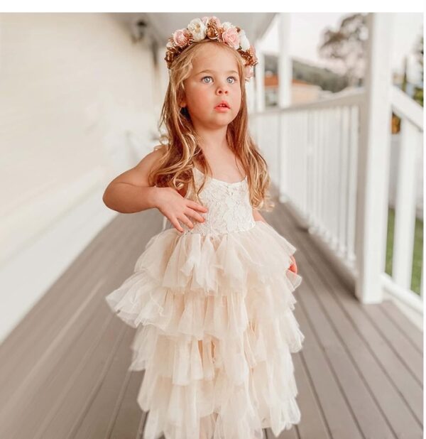 SIZE 5-6 YEARS* IMAGEN FOR REFERENCE* Flower Girls Wedding Dress Sleeveless Strap Princess Layered Dress Tulle Party Flower Girl Dresses | EZ Auction