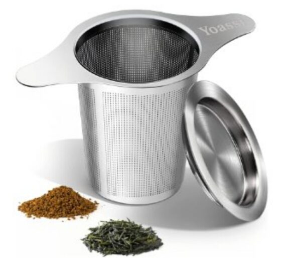 Yoassi Extra Fine 18/8 Stainless Steel Tea Infuser Mesh Strainer with Large Capacity & Perfect Size Double Handles for Hanging on Teapots, Mugs, Cups to Steep Loose Leaf Tea and Coffee | EZ Auction