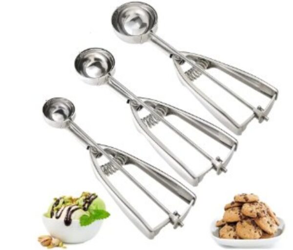 Ice Cream Scoop, 3Pcs Cookie Scoop Set, 18/8 Stainless Steel Cookie Dough Scoop, Cookie Scoops for Baking Set of 3, Ice Cream Scooper with Trigger Release, Cookie Scooper for Baking, Cupcake Scoop | EZ Auction