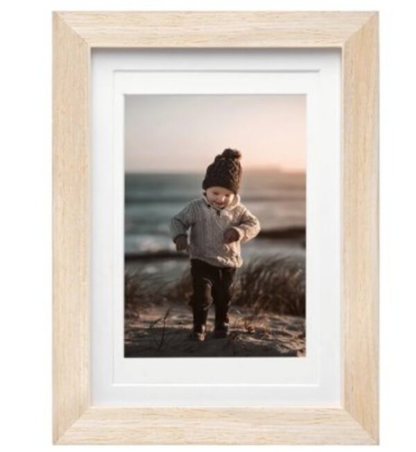 KINLINK 5x7 Picture Frame Natural, Wood Frame with Acrylic Plexiglass for Pictures 4x6 with Mat or 5x7 without Mat, Tabletop and Wall Mounting Display, 1 Pack | EZ Auction