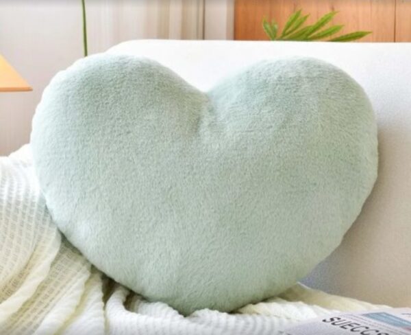 Soft Heart Shaped Pillows, Cute Sage Green Heart Decorative Pillow, 12.9"x9.8" Heart Plush Cushion, Faux Rabbit Fur Room Decor Throw Pillow for Couch Bed Women Valentine's Day Xmas Gift | EZ Auction