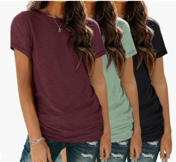 ***Large***Womens 3 Pack T Shirts Basic Short Sleeve Tees Crewneck Fashion Tops Loose Fit Lightweight Casual Summer Clothes 2024 | EZ Auction