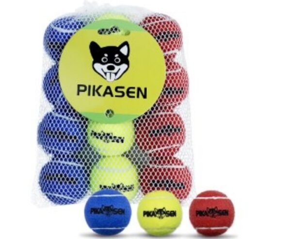 Dog Squeaky Tennis Balls for Pet Playing in 3 Sizes Premium Strong Dog & Puppy Balls for Training, Play, Exercise The Easiest Color for Dogs Red Yellow Blue (Small-12pack) | EZ Auction