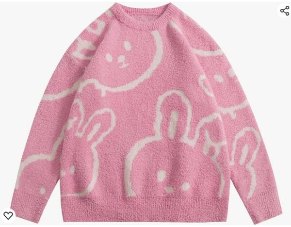 ** SIZE S *** Aelfric Eden Women's Pullover Sweater Rabbit Graphic Printed Oversized Sweater Fall Winter Fashion Couple Tops | EZ Auction