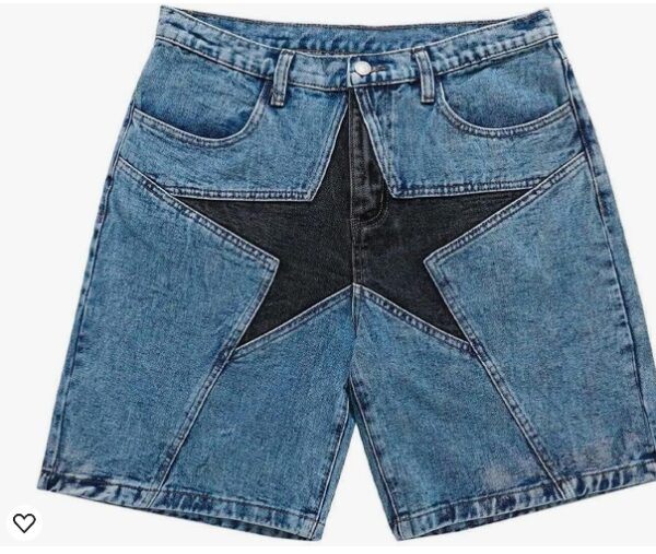 *** SIZE 28/S *** Vamtac Mens Patchwork Denim Shorts Straight Leg Star Jeans Unisex Steetwear Y2K Hip Hop Jorts for Men and Women | EZ Auction