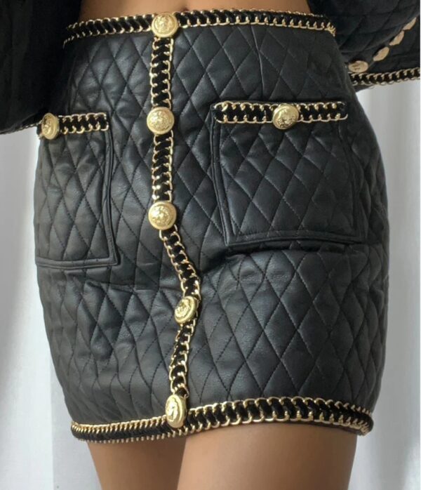 *** SIZE M*** LUXEDRESS Leather Chain Mini Skirt | EZ Auction