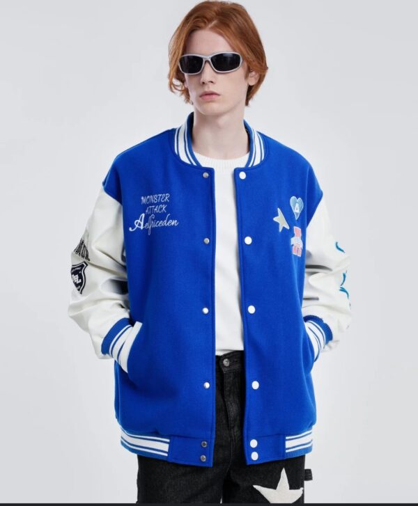 Aelfric Eden Patchwork Embroidery Varsity Jacket | EZ Auction