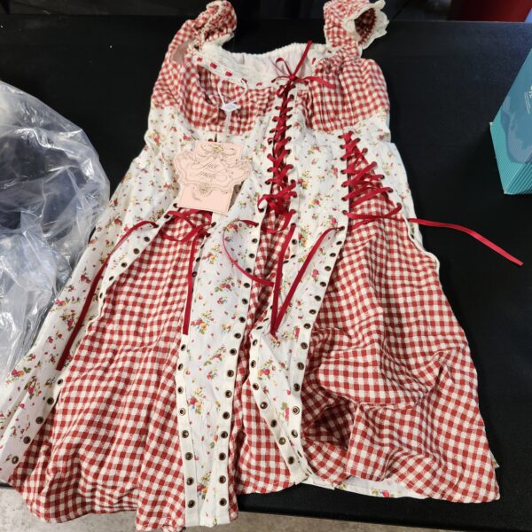 (SIZE L) LaceMade Hawthorn Berry Corset Mini Dress, Red Plaid, Lace, Small/Medium BNWT | EZ Auction