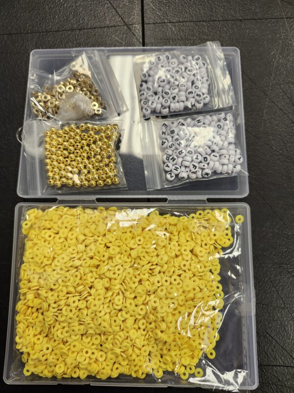 4500pcs Yellow Clay Beads Kit for Bracelet Making Including 6mm Flat Polymer Clay Heishi Beads and Gold Bead Pearls Spacers Letter Beads for Jewelry Necklace Making | EZ Auction