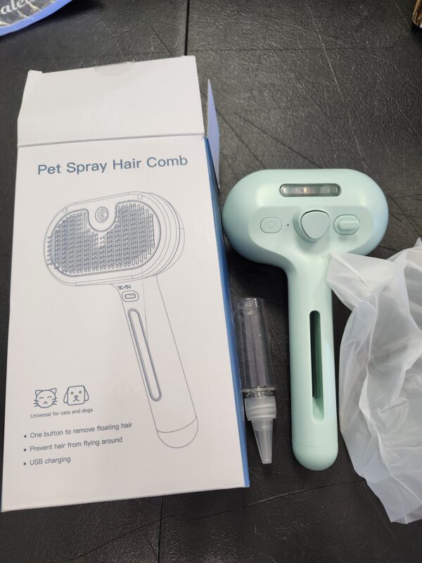 Spray Cat Brush for Shedding - Pet Hair Removal Comb with Water Tank and Release Button, Cat/Dog Steam Brush, Cat Bath Brush, Pet Steam Brush, Cat Brush with Water - Pet Spray Hair Comb (GREEN) | EZ Auction