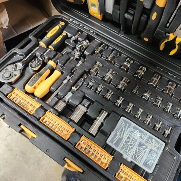 DEKOPRO 258 Piece Tool Kit with Rolling Tool Box Socket Wrench Hand Tool Set Mechanic Case Trolley Portable | EZ Auction