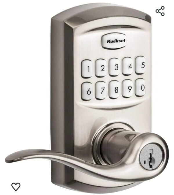 *Open Box* Kwikset 99170-001 SmartCode 917 Keypad Keyless Entry Traditional Residential Electronic Lever Deadbolt Alternative with Tustin Door Handle and SmartKey Security, Satin Nickel, Large | EZ Auction