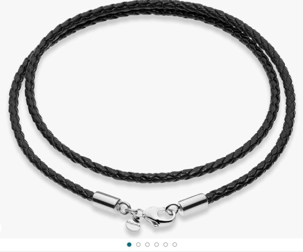 Miabella Genuine 3mm Black Braided Italian Leather Cord Chain Necklace for Men Women with 925 Sterling Silver Clasp, Made in Italy | EZ Auction