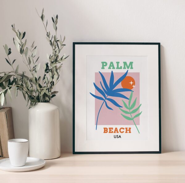 Palm Beach Print, Preppy Room Decor, Travel Poster,Maximalist | EZ Auction