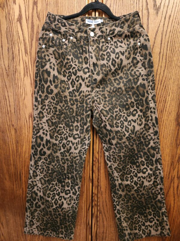 ***Size 30***Aelfric Eden Jeans for Women High Waist Leopard Print Jeans Cheetah Pants Straight Leg Unisex Sizing | EZ Auction