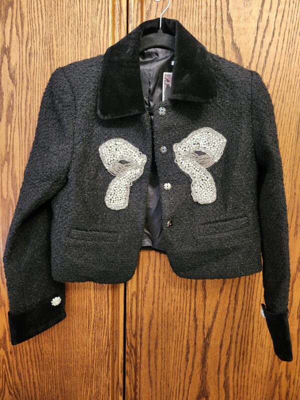 ***Small***Hidde Crystal Bow Tweed Jacket | EZ Auction