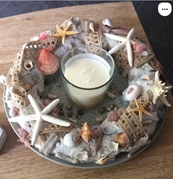*** PICTURE FOR REFERENCE***ARTISINAL IMPORTED HANDMADE CANDLE HOLDER MADE WITH REAL SEA SHELLS | EZ Auction
