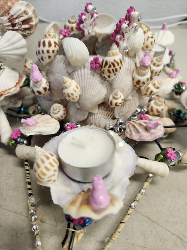 *** PICTURE FOR REFERENCE***ARTISINAL IMPORTED HANDMADE CANDLE HOLDER MADE WITH REAL SEA SHELLS | EZ Auction