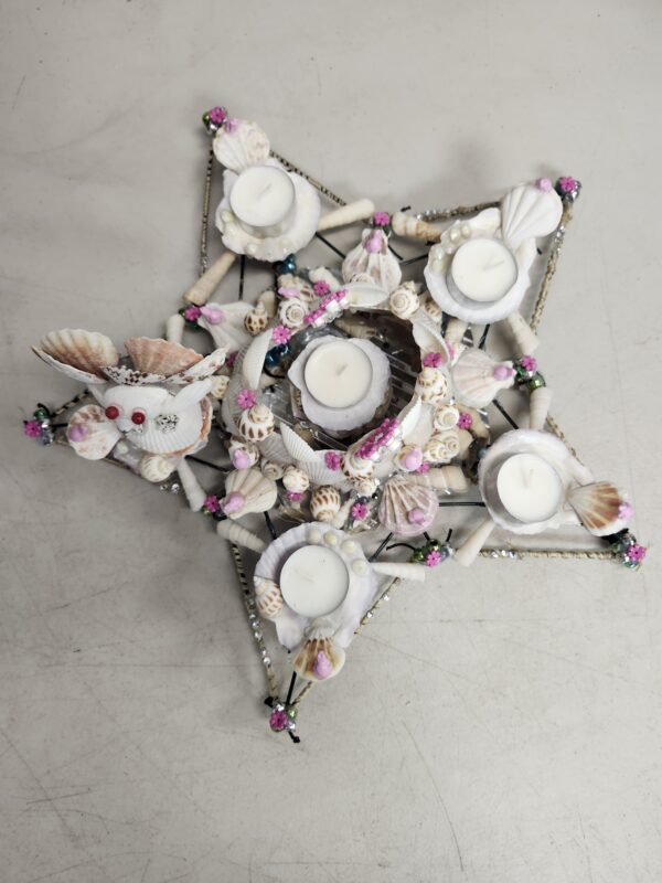 *** PICTURE FOR REFERENCE***ARTISINAL IMPORTED HANDMADE CANDLE HOLDER MADE WITH REAL SEA SHELLS | EZ Auction