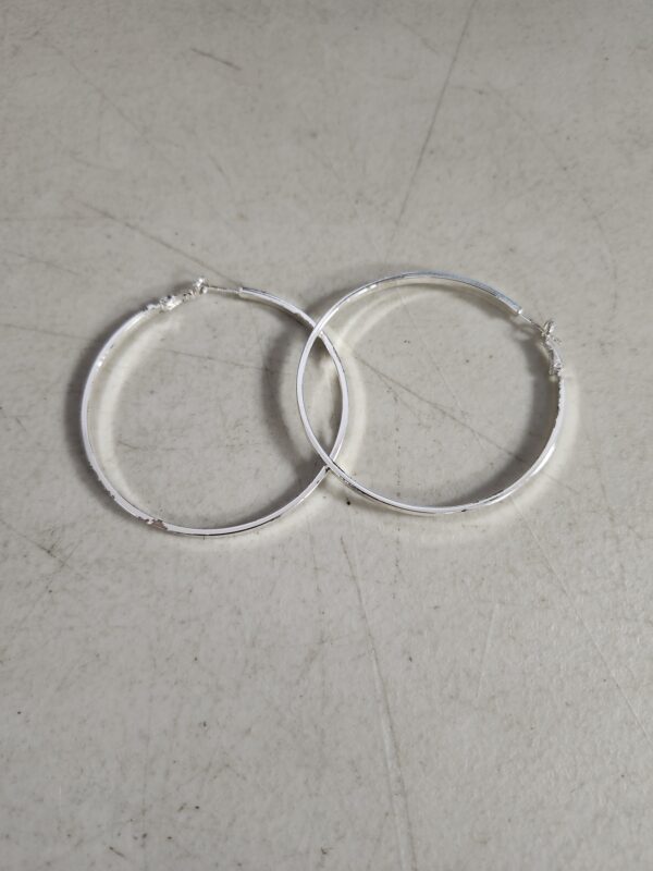 Silver Tone Hoop Earrings Simple Thin 1.5 Inch Hoop Earrings | EZ Auction