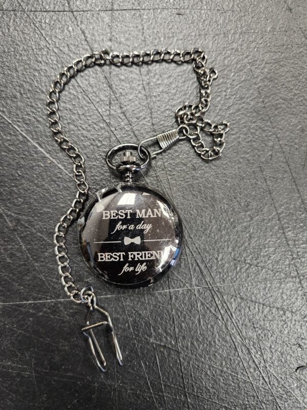 Wedding Pocket Watch for Groomsman, Best Man & Groom - Etched | EZ Auction