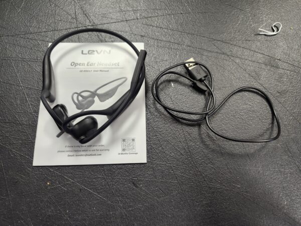 ***USED BUT IN GREAT CONDITION***LEVN Open Ear Headphones with Mic, Bluetooth Headset with Microphone, AI Noise Cancelling Multipoint Connect Bluetooth 5.3 Headset, Sweatproof Wireless Headset for Work, Driving, Running, Workouts | EZ Auction