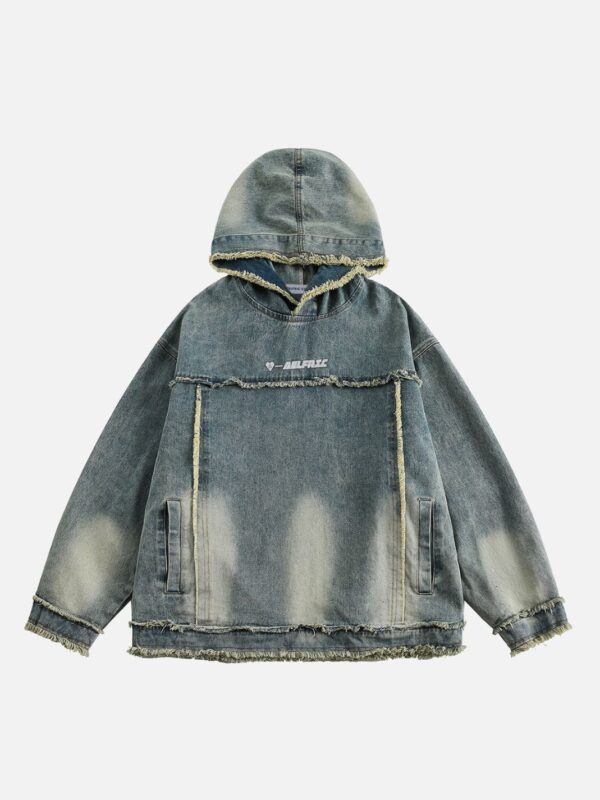 Aelfric Eden Fringe Denim Washed Hoodie | EZ Auction