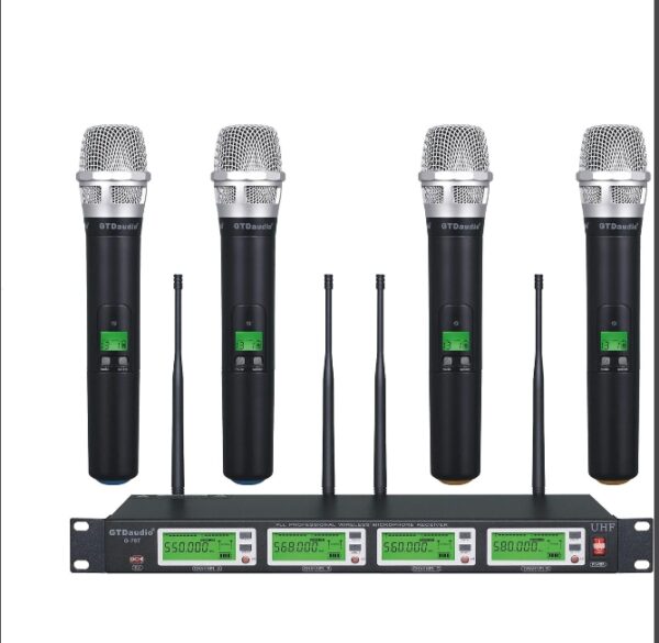 GTD Audio 4x800 Adjustable Channels UHF Diversity Wireless Cordless Handheld Microphone Mic System Ideal for Church, Karaoke, Dj Party, Range 450ft (4 Handheld Mics) | EZ Auction