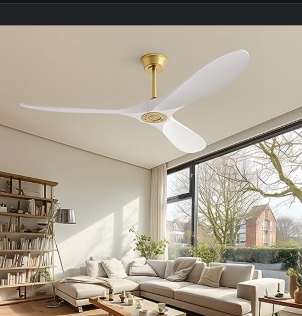 WERBUY 70" Ceiling Fan with Hand Remote Control, 3 Balsa Wood Blades, Matte White | EZ Auction