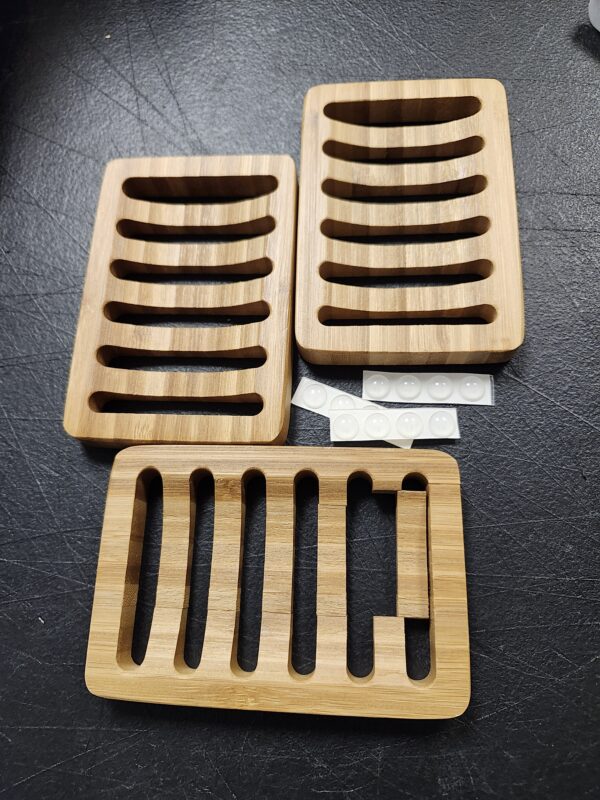 ***DAMAGED REFER TO IMAGE***Bamboo Soap Dish Self-Draining Soap Bar Holder Non-Slip Soap Saver for Bar Soap Wooden Soap Trays Used in Bathroom Kitchen Shower Room 3 Packs | EZ Auction