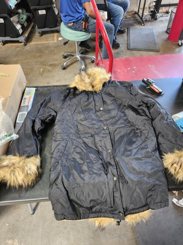 SIZE XXL, Donna Salyers Hooded Faux Fur-Lined Knee-Length Storm Coat | EZ Auction