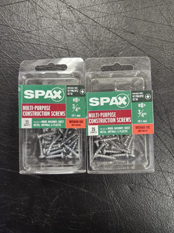 ***2 PACK***SPAX No. 8 x 3/4 in. L Phillips/Square Flat Head Zinc-Plated Steel Multi-Purpose Screw 35 each | EZ Auction