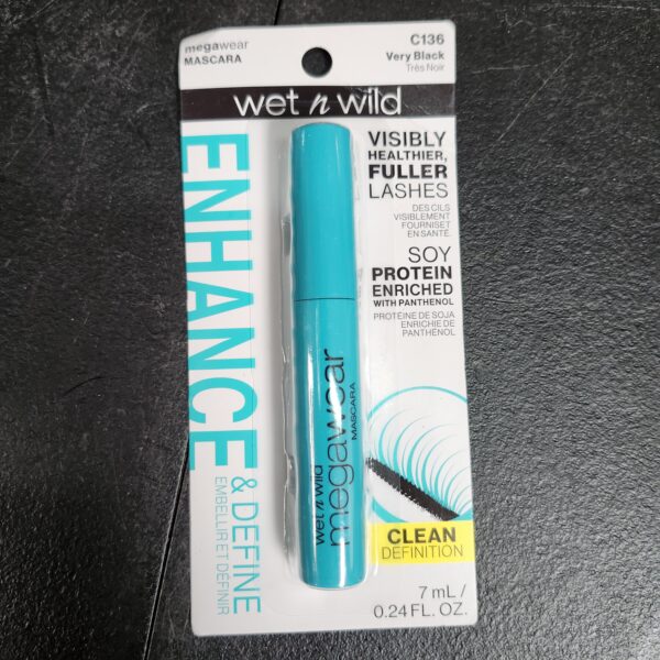 wet n wild Enhance and Define Megawear Mascara, Gentle Gel Volumizing Formula that Promotes Full & Healthy Lashes, Enriched with Soy Protein & Panthenol, Cruelty-Free & Vegan - Black - | EZ Auction