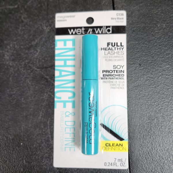 wet n wild Enhance and Define Megawear Mascara, Gentle Gel Volumizing Formula that Promotes Full & Healthy Lashes, Enriched with Soy Protein & Panthenol, Cruelty-Free & Vegan - Black | EZ Auction