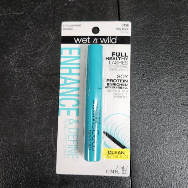 wet n wild Enhance and Define Megawear Mascara, Gentle Gel Volumizing Formula that Promotes Full & Healthy Lashes, Enriched with Soy Protein & Panthenol, Cruelty-Free & Vegan - Black | EZ Auction