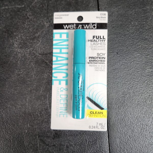 wet n wild Enhance and Define Megawear Mascara, Gentle Gel Volumizing Formula that Promotes Full & Healthy Lashes, Enriched with Soy Protein & Panthenol, Cruelty-Free & Vegan - Black | EZ Auction