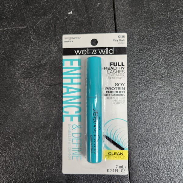 wet n wild Enhance and Define Megawear Mascara, Gentle Gel Volumizing Formula that Promotes Full & Healthy Lashes, Enriched with Soy Protein & Panthenol, Cruelty-Free & Vegan - Black | EZ Auction