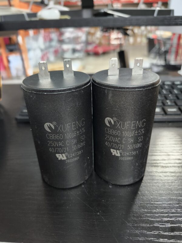 2 PACK* CBB60 Capacitor 250VAC 250V AC 100uF 100MFD, Black, 50/60Hz UL Listed | EZ Auction