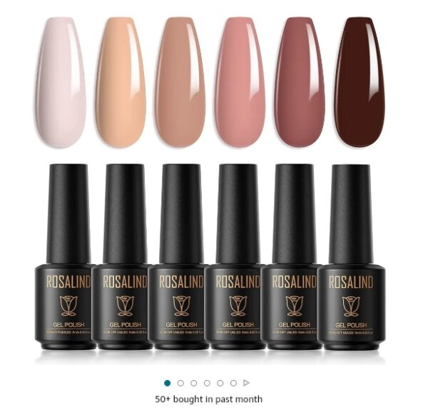 ROSALIND Nude Gel Polish Set, 6 Colors Gel Nail Polish Set Pink Brown Neutral Nail Gel Polish Set All Seasons DIY Design Salon Home Gifts for Women | EZ Auction