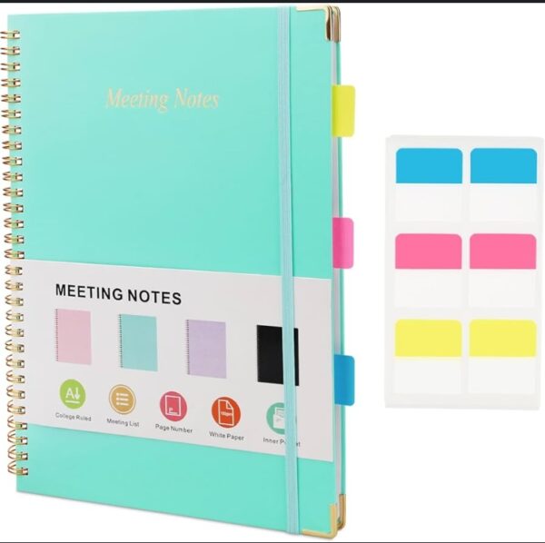 PINK* GuanQiao Meeting Notebook for Work with Action Items,Hardcover Spiral Meeting Notes for Note Taking,Professionally Office/Business/Schools Agenda for Men/Women,160 Pages,7 x 10, Pink | EZ Auction