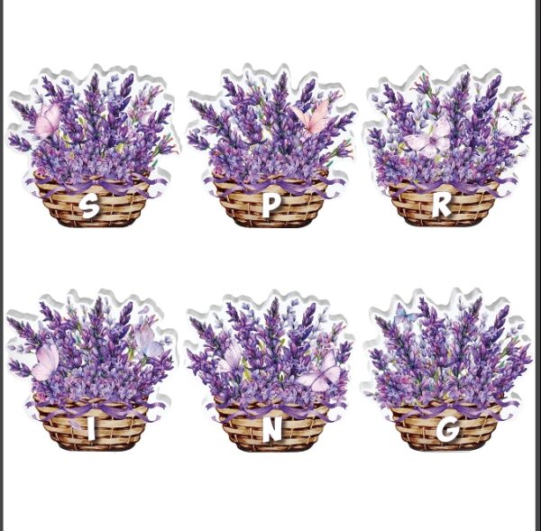 Maitys 6 Pcs Summer Flowers Table Decor Wood Block Signs Spring Farmhouse Tiered Tray Decor Tabletop Signs Decorations Wooden Centerpieces for Kitchen Home Decor (Lavender) | EZ Auction