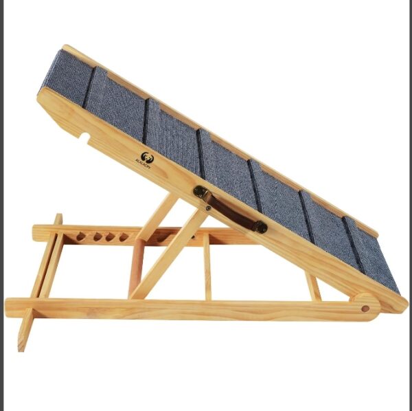 Adjustable Dog Cats Ramp, Folding Portable Wooden Pet Ramp for All Small and Older Animals - 42" Long and Adjustable from 14” to 26” - Rated for 200lbs - Lightweight Dog Car Ramps for SUV, Bed, Couch | EZ Auction